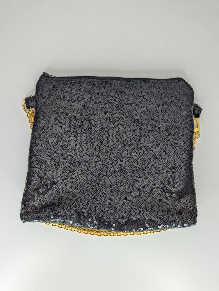 Black sequin shoulder bag