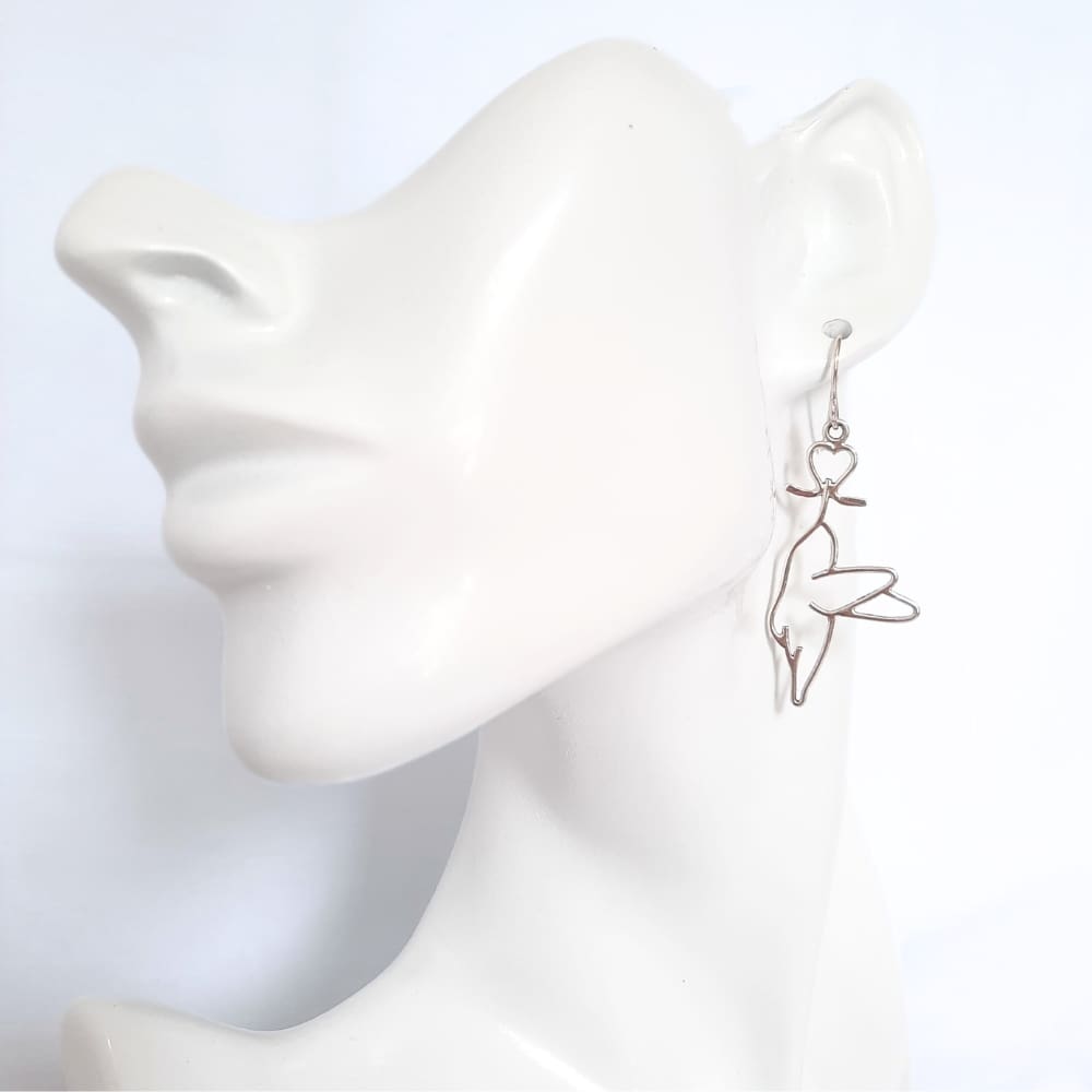 Sterling silver hummingbird and bleeding heart flower earrings.