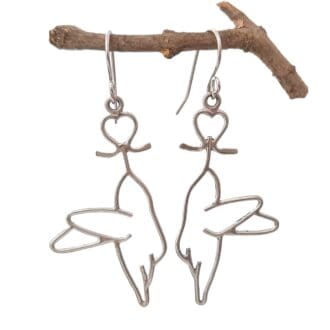 Sterling silver hummingbird and bleeding heart flower earrings.