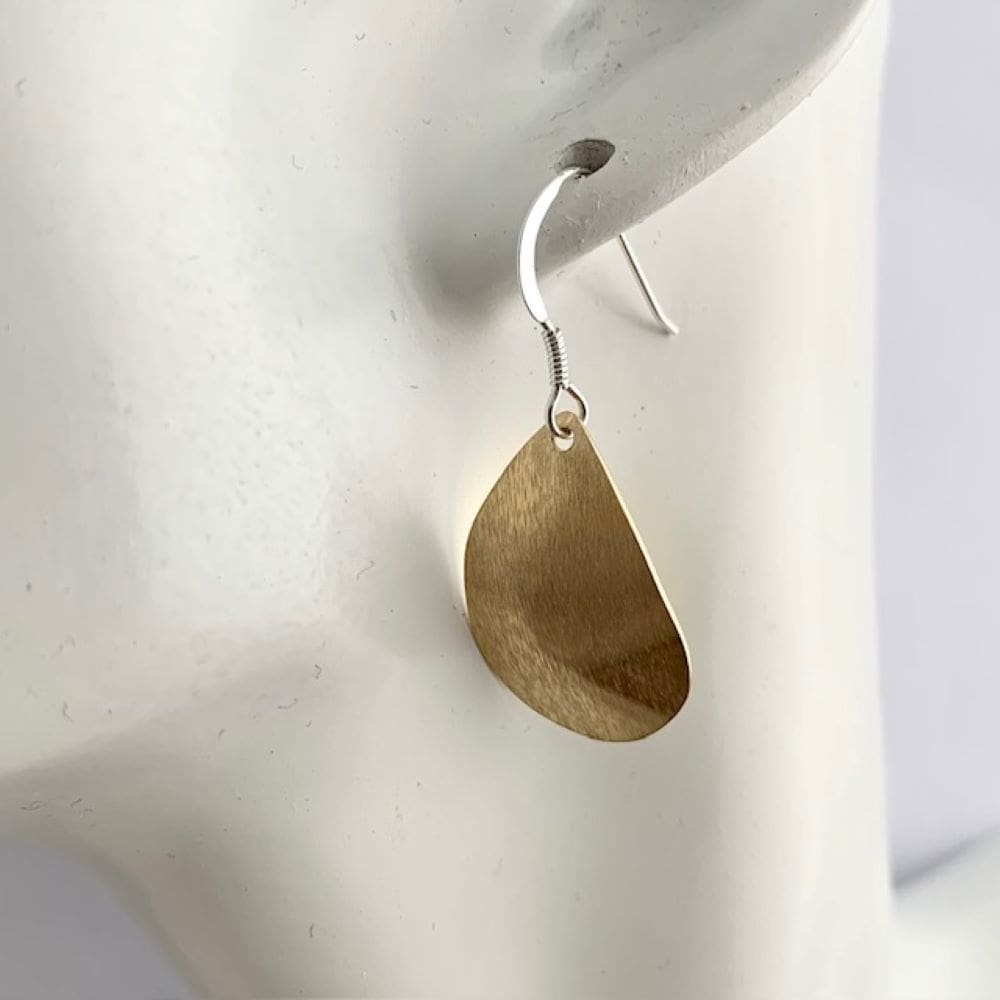 Textured Brass Oval Dangle Earrings