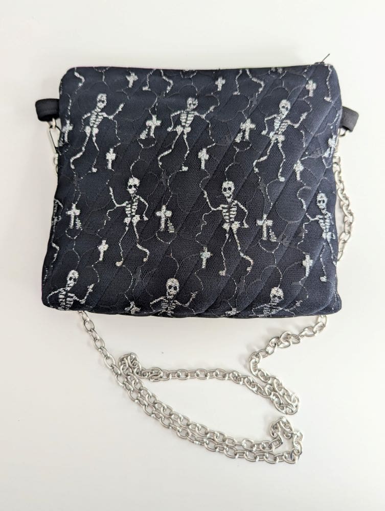 Womens gothic handbag with chunky silver chain