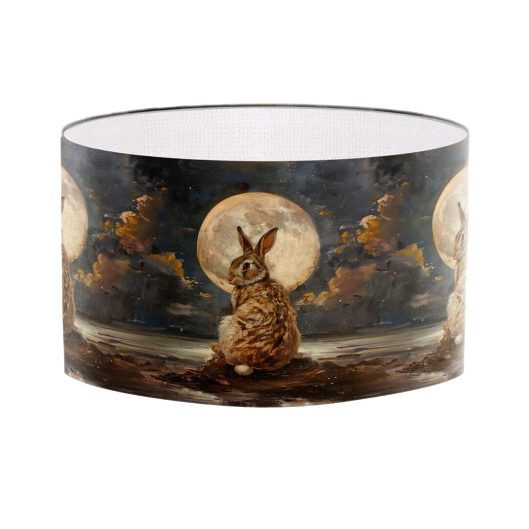 trendy lampshade with beautiful hare moonlight illustration lighting interior design table lampshade standard lampshade