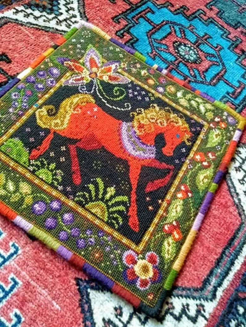 Loshadka, Russian Folk Art tapestry kit, Animal Fayre Designer Tapestry Kits 9