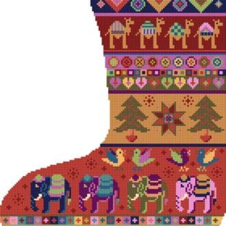 Elephant Christmas Stocking Tapestry Kit Animal Fayre Designer Tapestry Kits 1