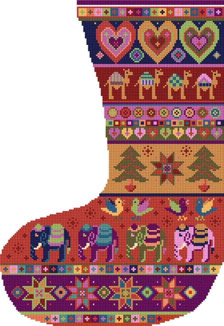 Elephant Christmas Stocking Tapestry Kit Animal Fayre Designer Tapestry Kits 1