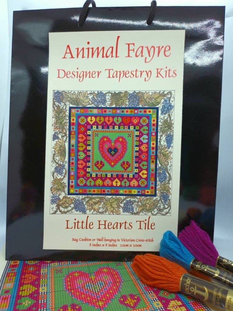 Little Hearts Tile tapestry kit Animal Fayre Designer Tapestry Kits 2