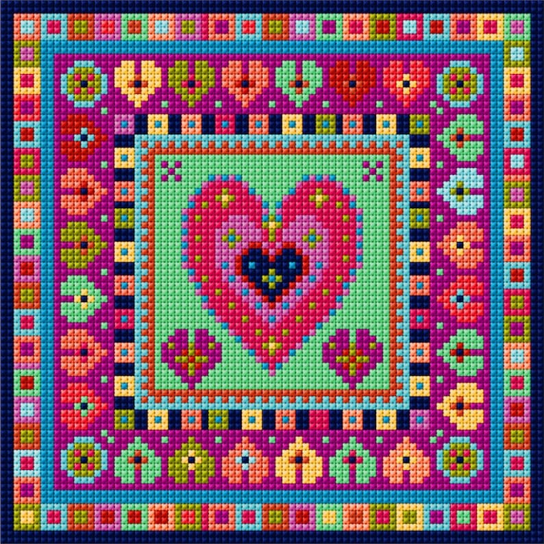 Little Hearts Tile tapestry kit Animal Fayre Designer Tapestry Kits 1