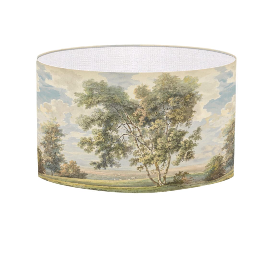 watercolor landscape painting lampshade period print table lampshade fine art standard lampshade period lighting