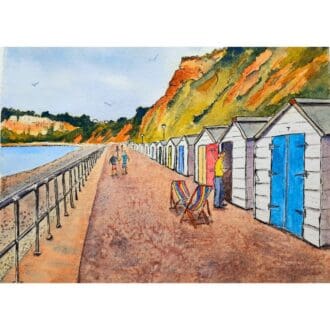 seaton esplanade ink and watercolour painting