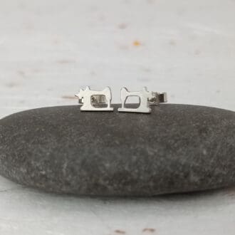 handmade sterling silver sewing machine stud earrings