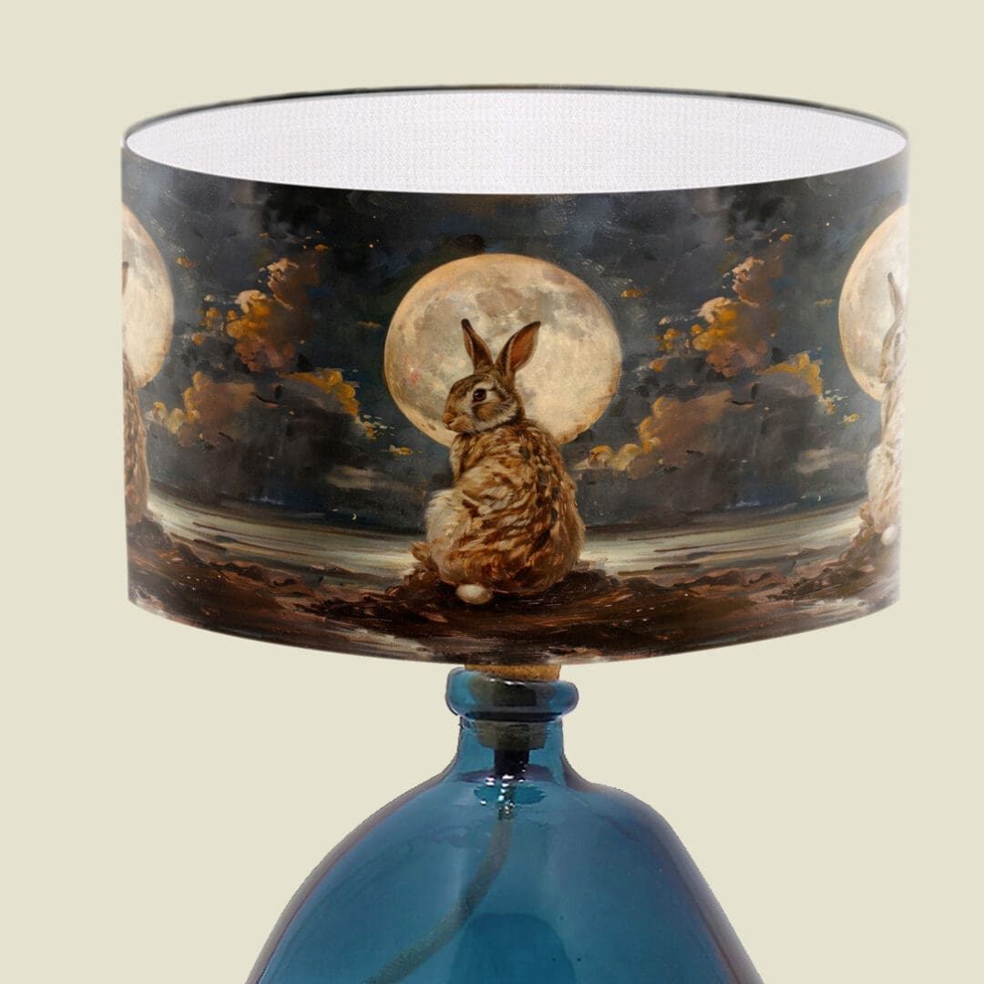 trendy lampshade with beautiful hare moonlight illustration lighting interior design table lampshade standard lampshade