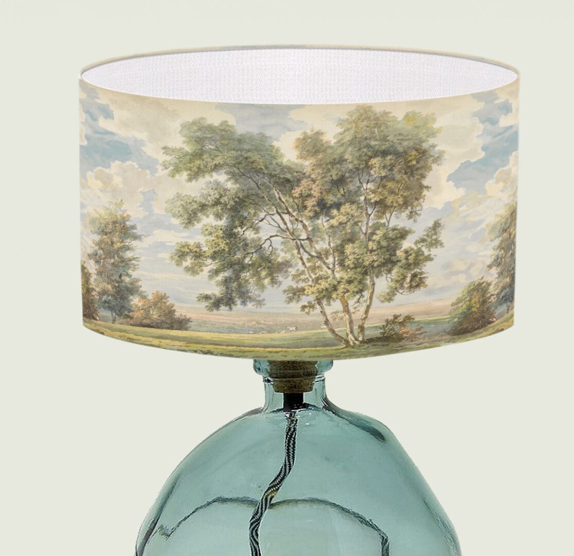 watercolor landscape painting lampshade period print table lampshade fine art standard lampshade period lighting