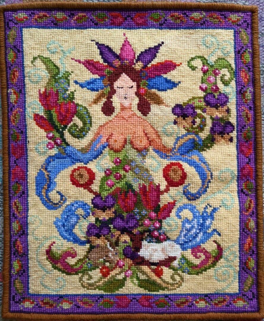 A fabulous Spring Goddess tapestry kit to sew yourself in easy cross-stitch.