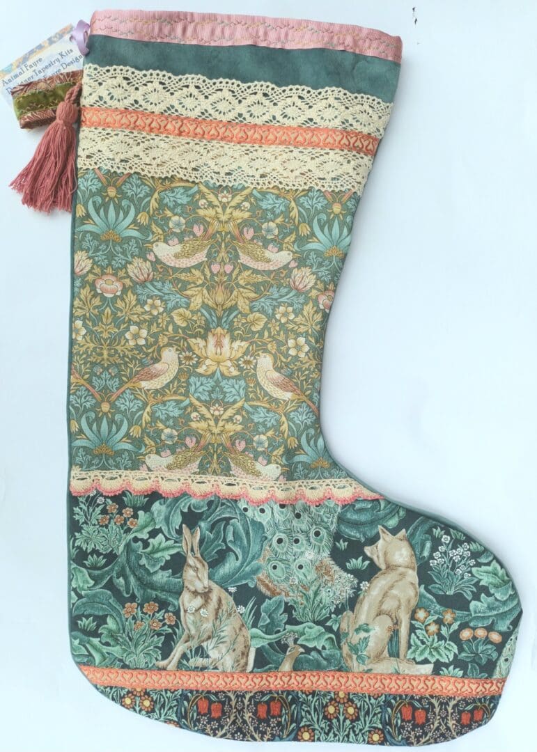 William Morris Strawberry Thief stocking Animal Fayre Designs 7