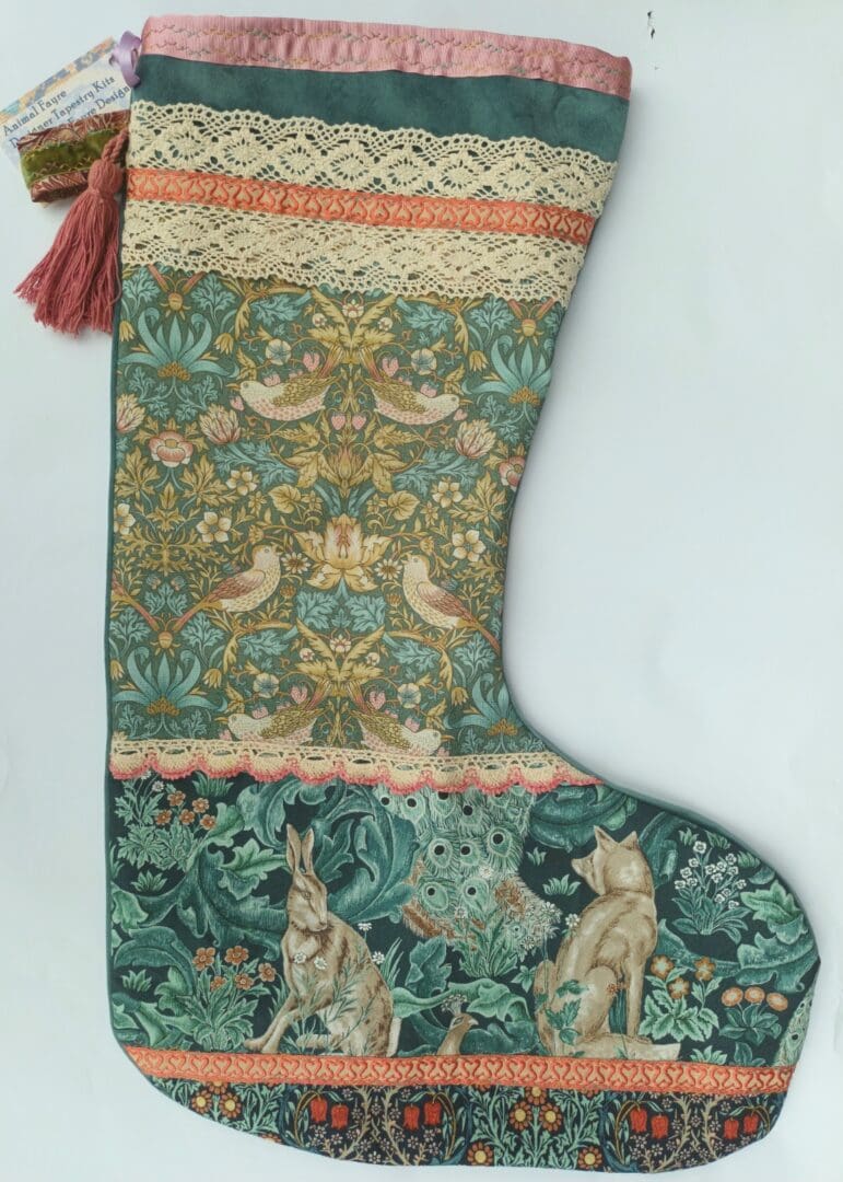 William Morris Strawberry Thief stocking Animal Fayre designs