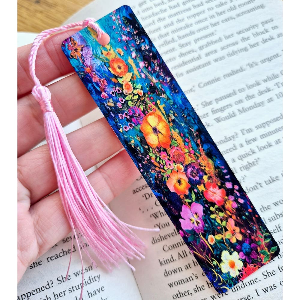 Aluminium bookmark - floral - bright colourful