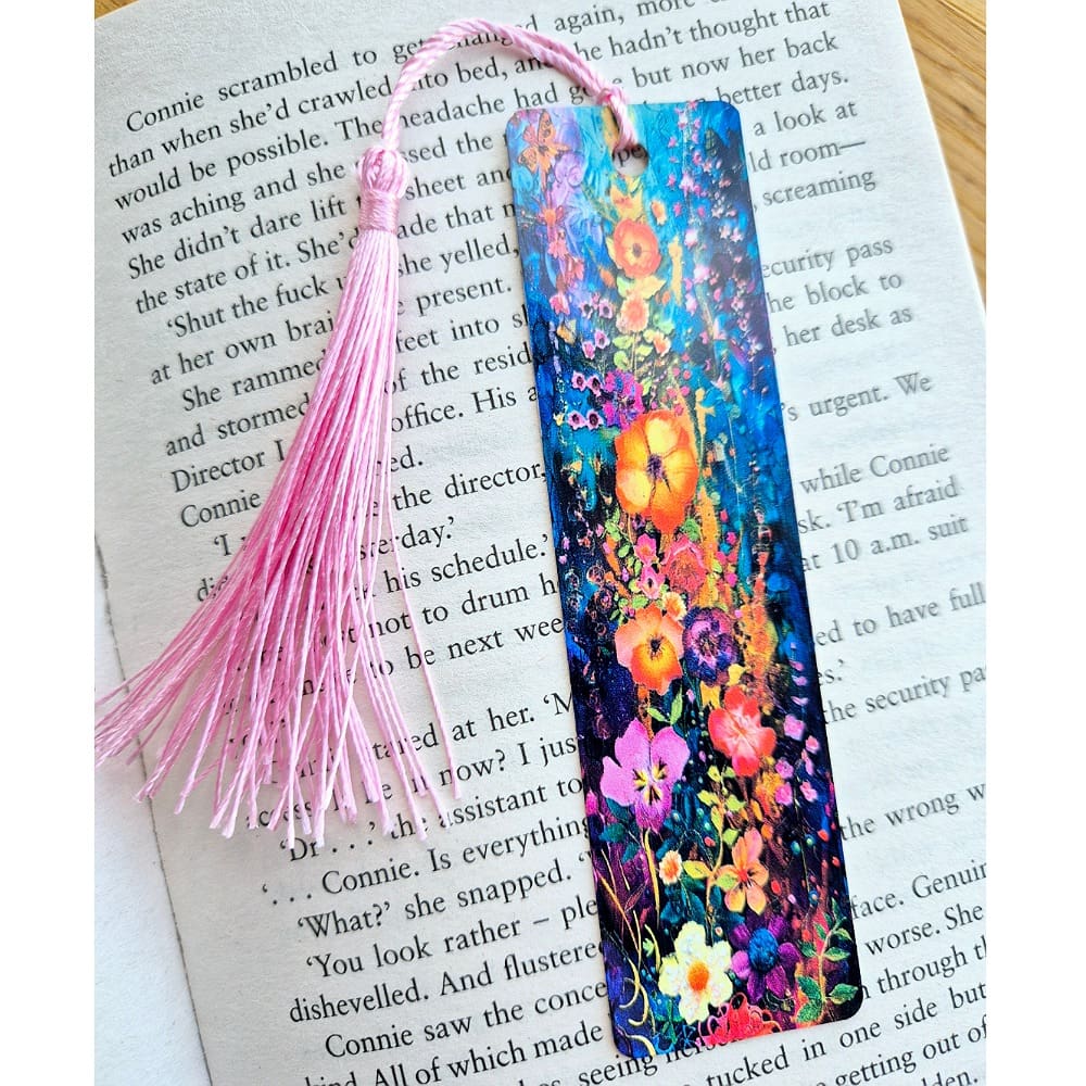 Aluminium bookmark - floral - bright colourful