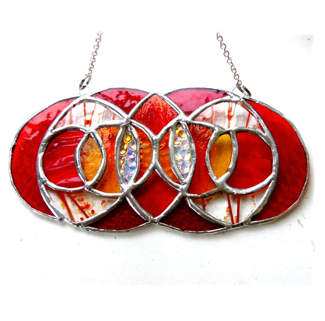 Autumn eye abstract stained glass suncatcher