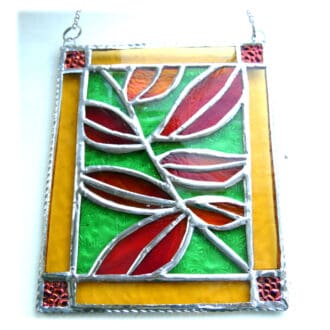 autumn leaves leaf autumnal stained glass picture suncatcher