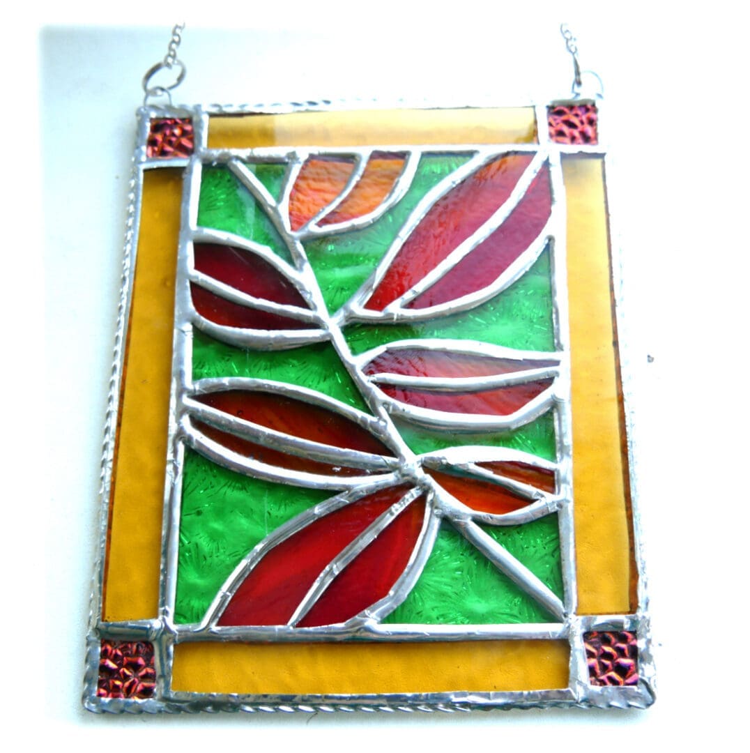 autumn leaves leaf autumnal stained glass picture suncatcher