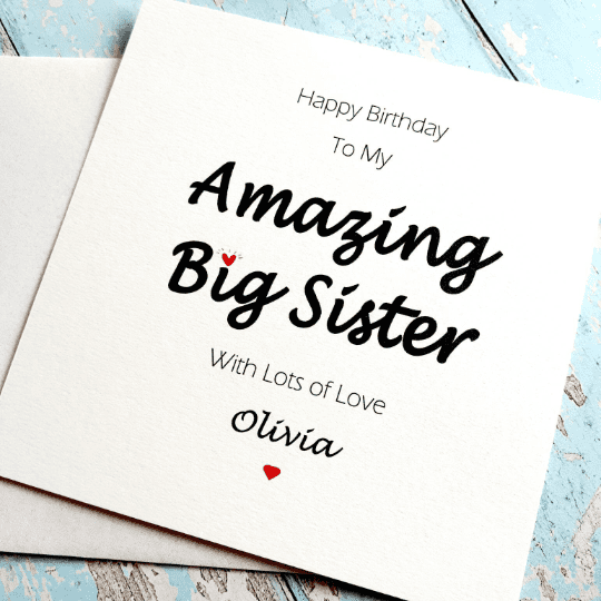 amazing big sister birthday card