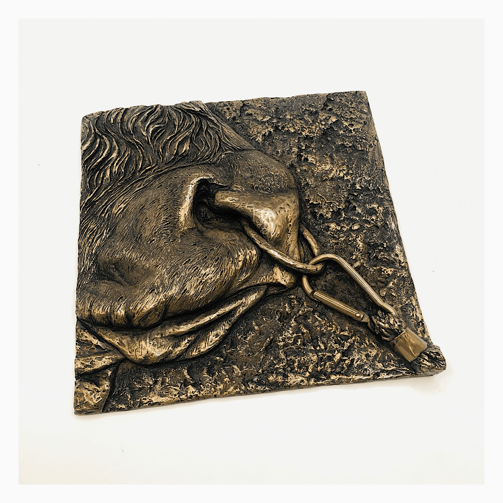 Taurus the bull wall art relief in cold-cast bronze by sculptor, Kirsty Armstrong