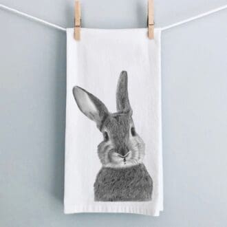 bunny tea towel by Libra Fine Arts