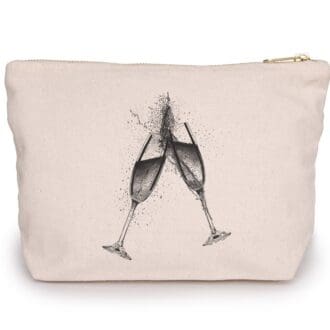 canvas pouch bag with champagne glasses by Libra fine arts