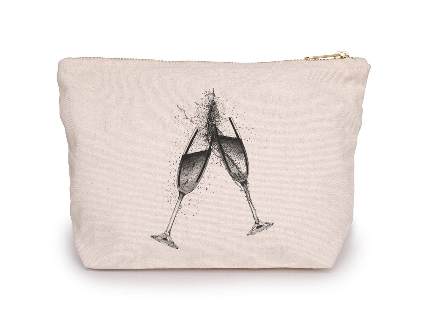 canvas pouch bag with champagne glasses by Libra fine arts