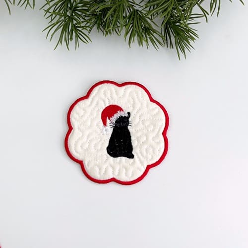 Christmas Quilted Coasters Black Cat