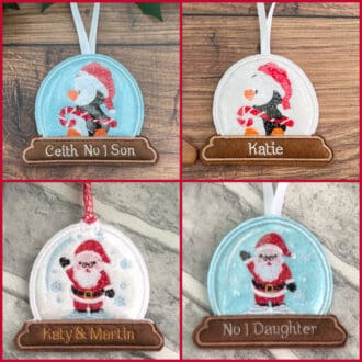 Christmas-Snow-Globe Personalised Hanging Decoration Collage