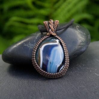 Handmade copper wire wrapped pendant necklace by Oruki Design