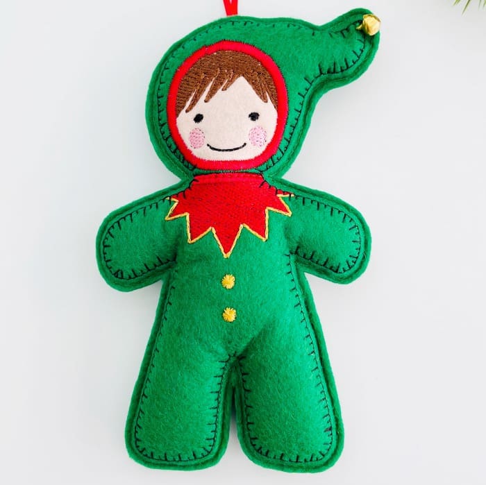 Elf Christmas Hanging Decoration Closeup