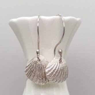 Fine silver clam shell earrings