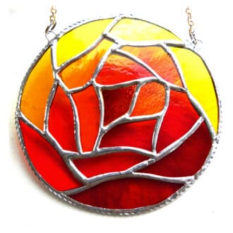 Fire Bal Suncatcher Autumn Leaf leaves red golden yellow handmade