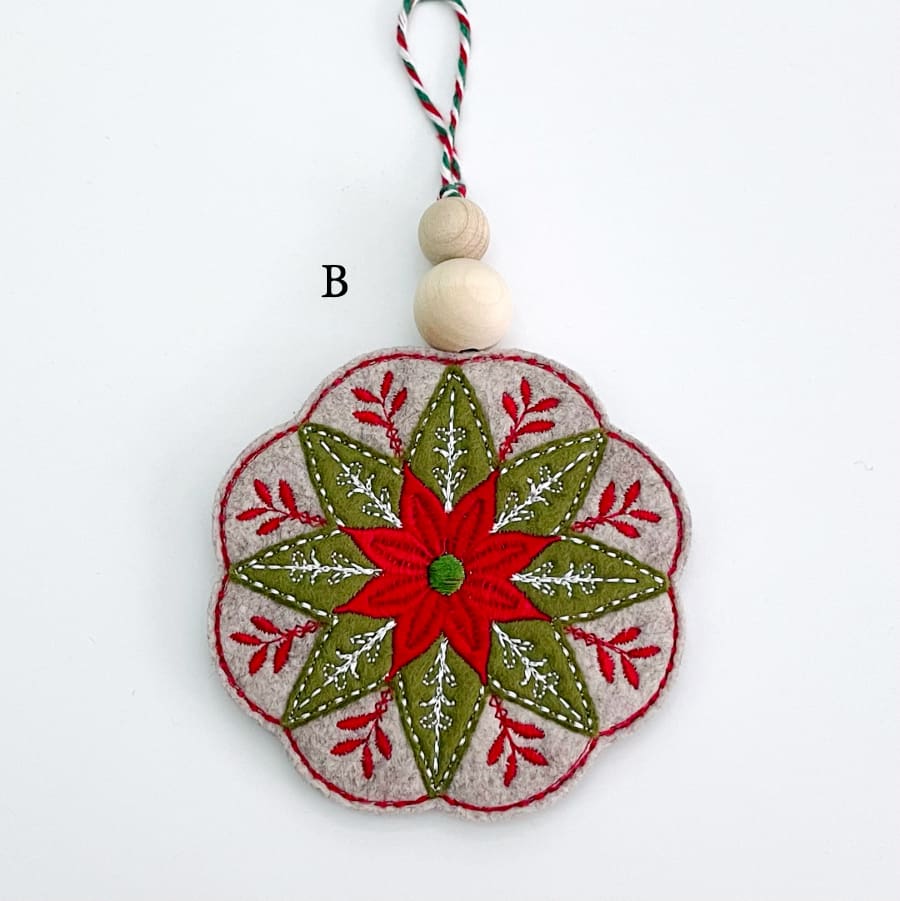 Folk Art Christmas Hanging Decoration Poinsettia b