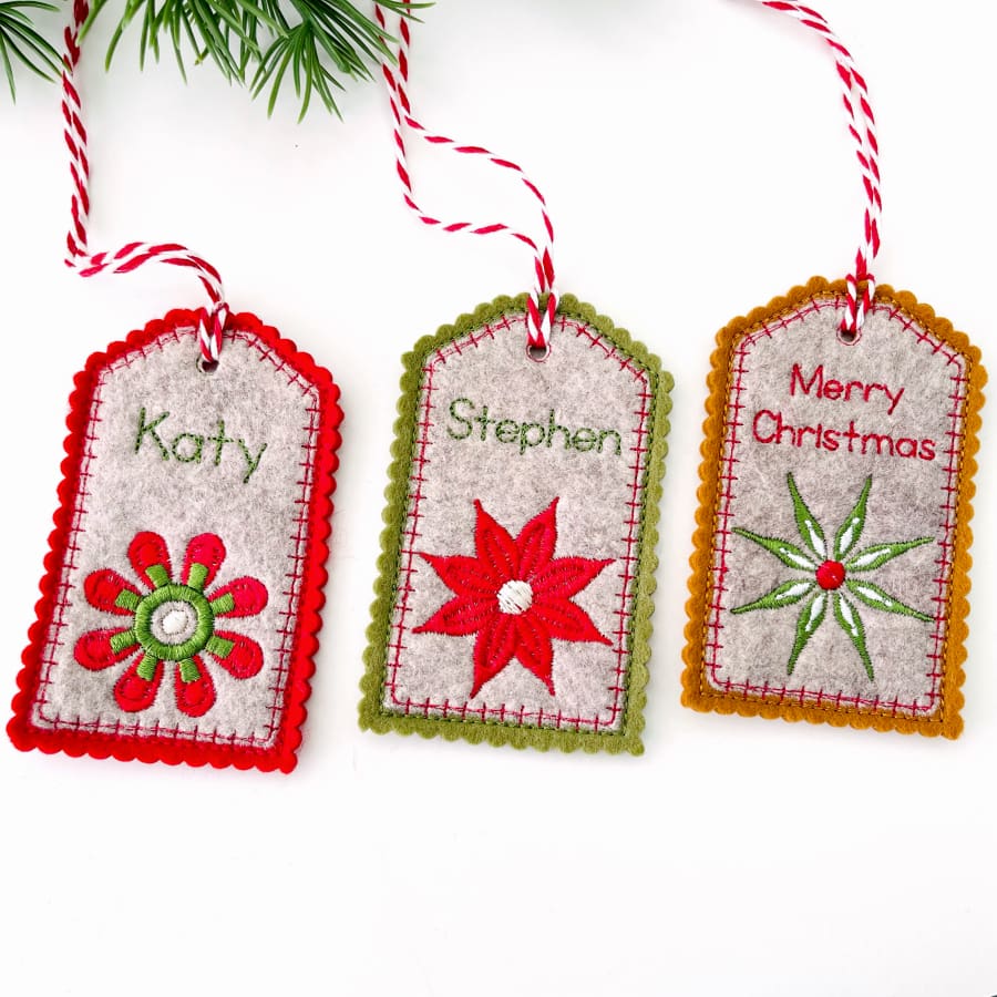 Folk Art Personalised Felt Gift Tags Labels