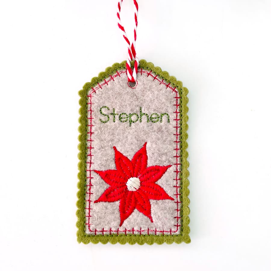 Folk Art Personalised Felt Gift Tags Labels Green