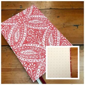 Handmade Journal Notebook covered in fabric filled with dotted paper