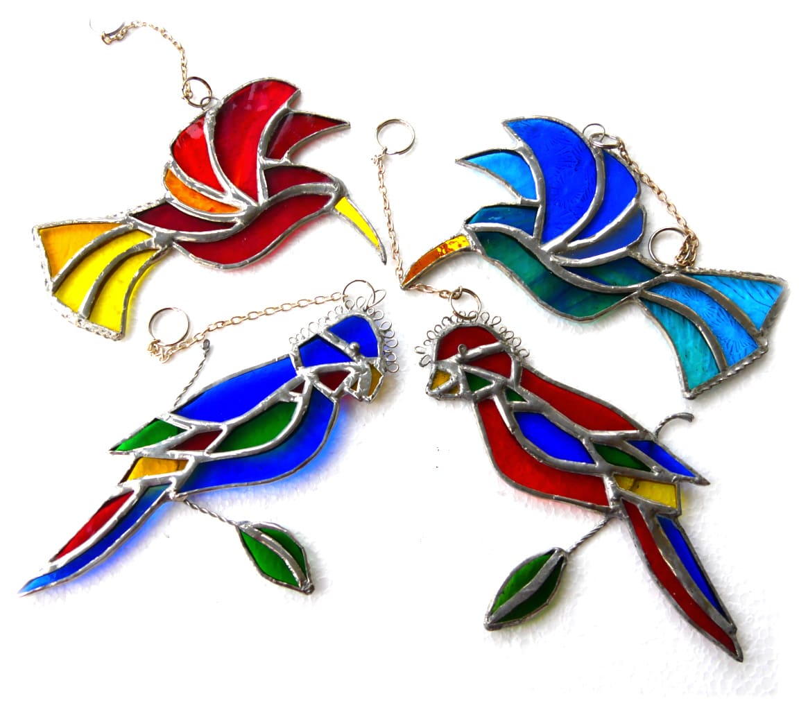 Bird Parrot Hummingbird Stained glass suncatcher