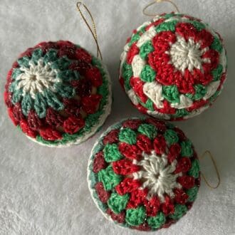 3 Hand Crocheted Christmas Baubles