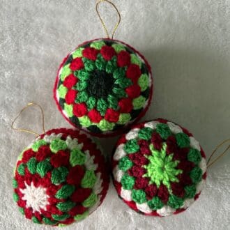 3 Crocheted Christmas Baubles