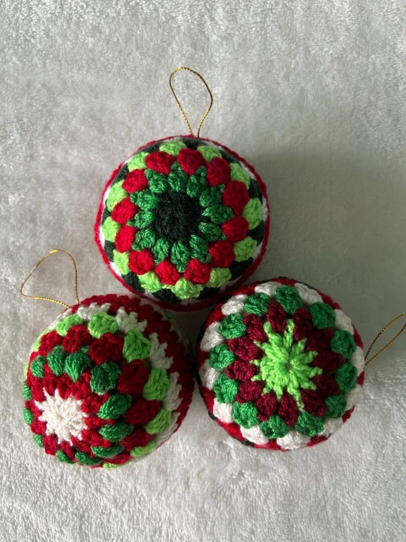 3 Crocheted Christmas Baubles