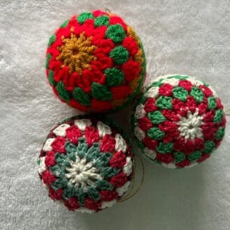 3 Hand Crocheted Christmas Baubles