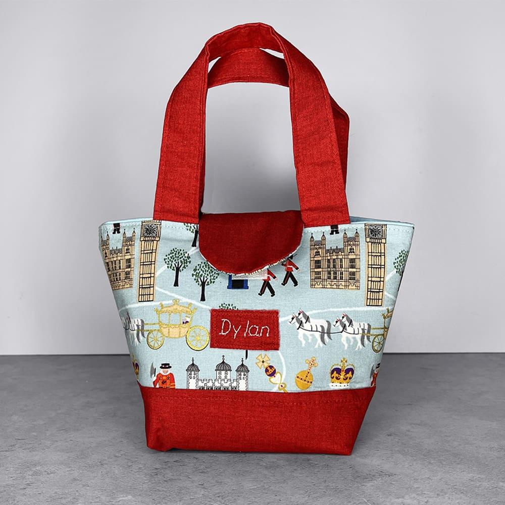 childs souvenir of London bag personalised