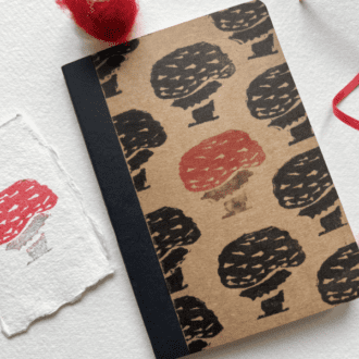 mini mushroom block printed notebook