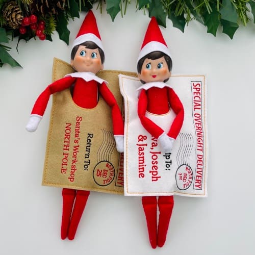 Personalised Elf Special Overnight Delivery and Return Envelopes Elves