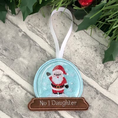 Personalised Snow Globe Christmas Hanging Decoration Santa Blue