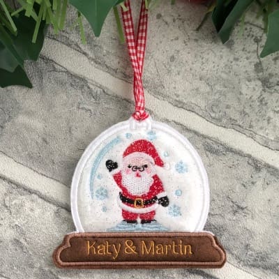 Personalised Snow Globe Christmas Hanging Decoration Santa White