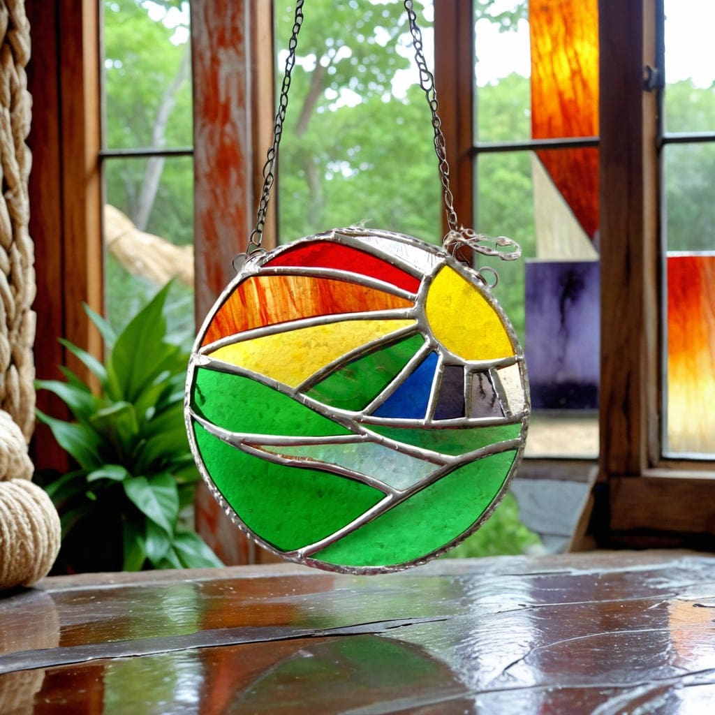 Rainbow new day stained glass suncatcher